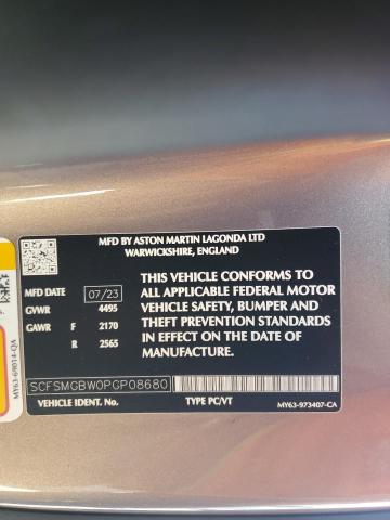 2023 Aston Martin ALL MODELS VANTAGE, VIN SCFSMGBW0PGP08680, JAV aukciono nuotrauka 13