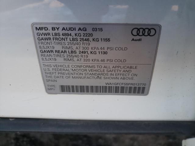 2015 Audi Q3 PRESTIG, VIN WA1GFCFS5FR013770, JAV aukciono nuotrauka 10