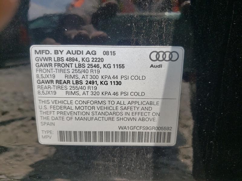 2016 Audi Q3 PRESTIG, VIN WA1GFCFS9GR005592, JAV aukciono nuotrauka 10