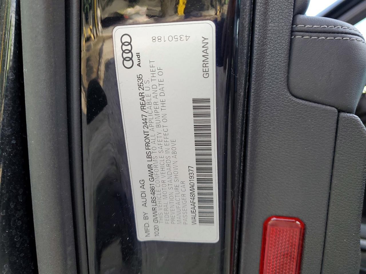 2021 Audi A4, VIN WAUEAAF48MA019377, JAV aukciono nuotrauka 12