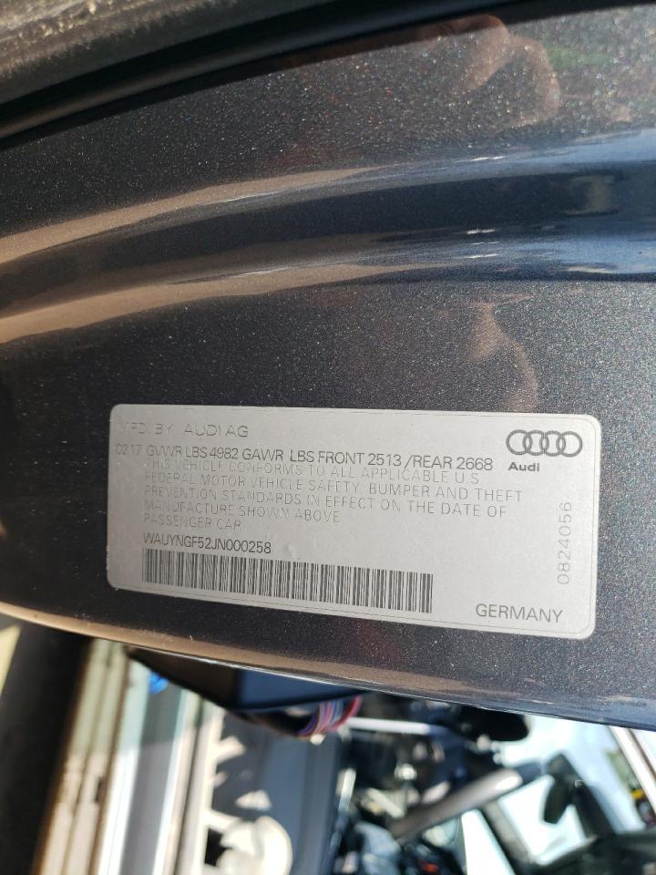 2018 Audi A5 PREMIUM, VIN WAUYNGF52JN000258, JAV aukciono nuotrauka 12